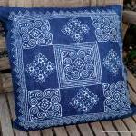 Hmong Pillow Cushion Cover In Natural Indigo Batik..