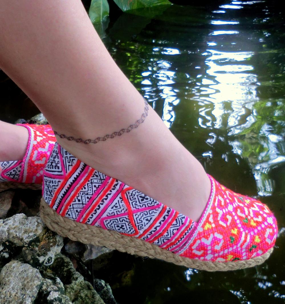 Womens Vegan Loafer Shoes In Colorful Hmong Embroidery & Batik on Luulla
