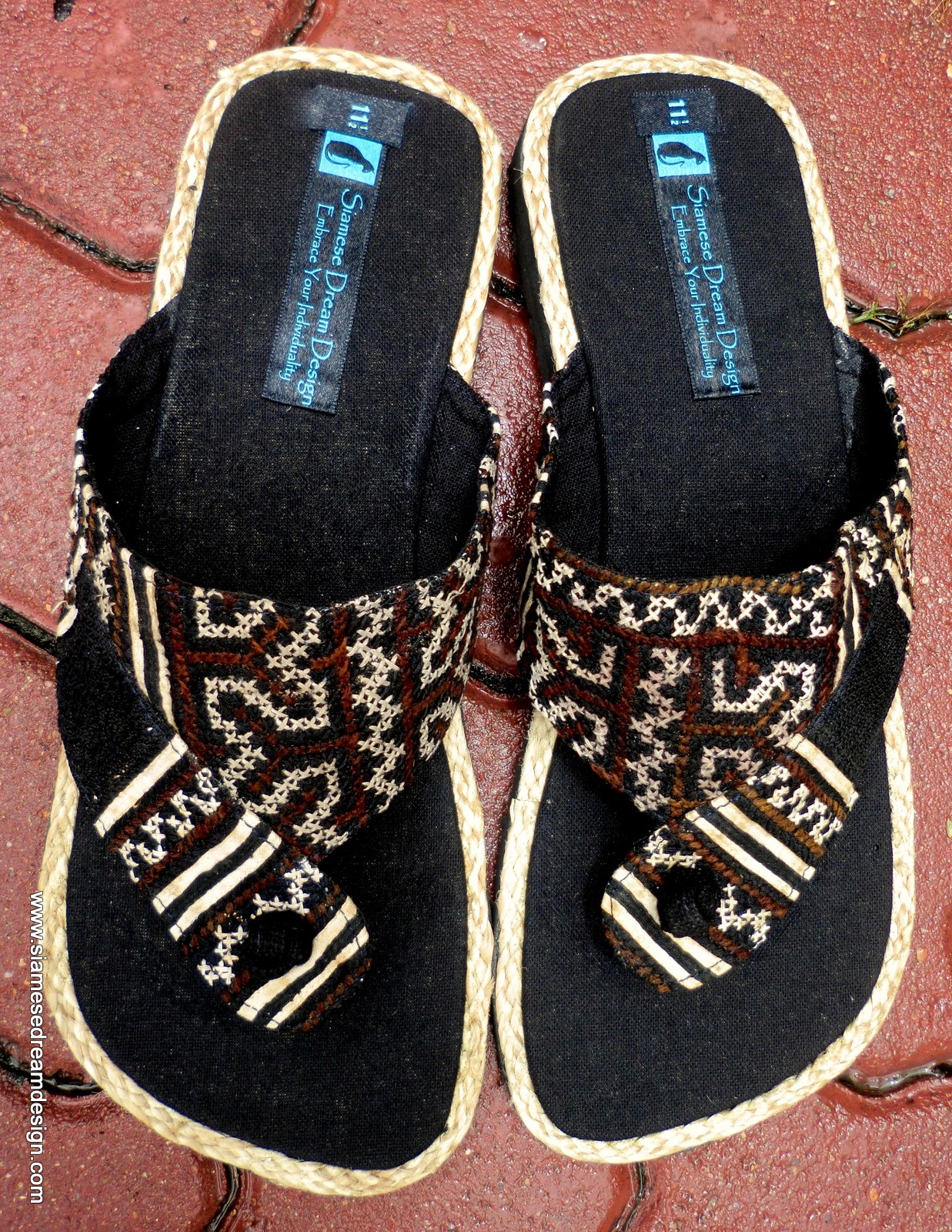 Men's Sandals In Earthy Brown Hmong Cotton Hemp Embroidery And Indigo ...