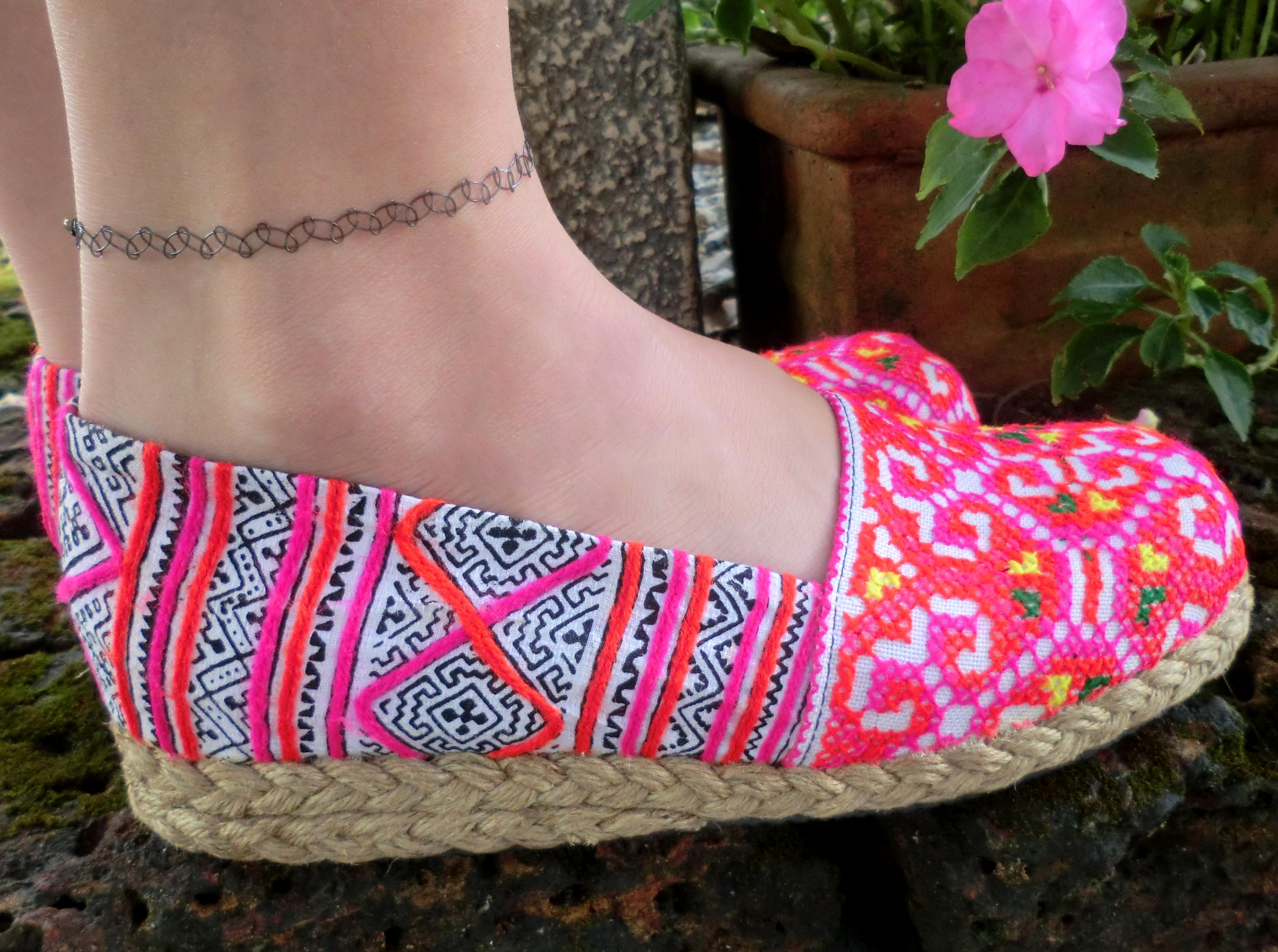 Womens Vegan Loafer Shoes In Colorful Hmong Embroidery & Batik on Luulla