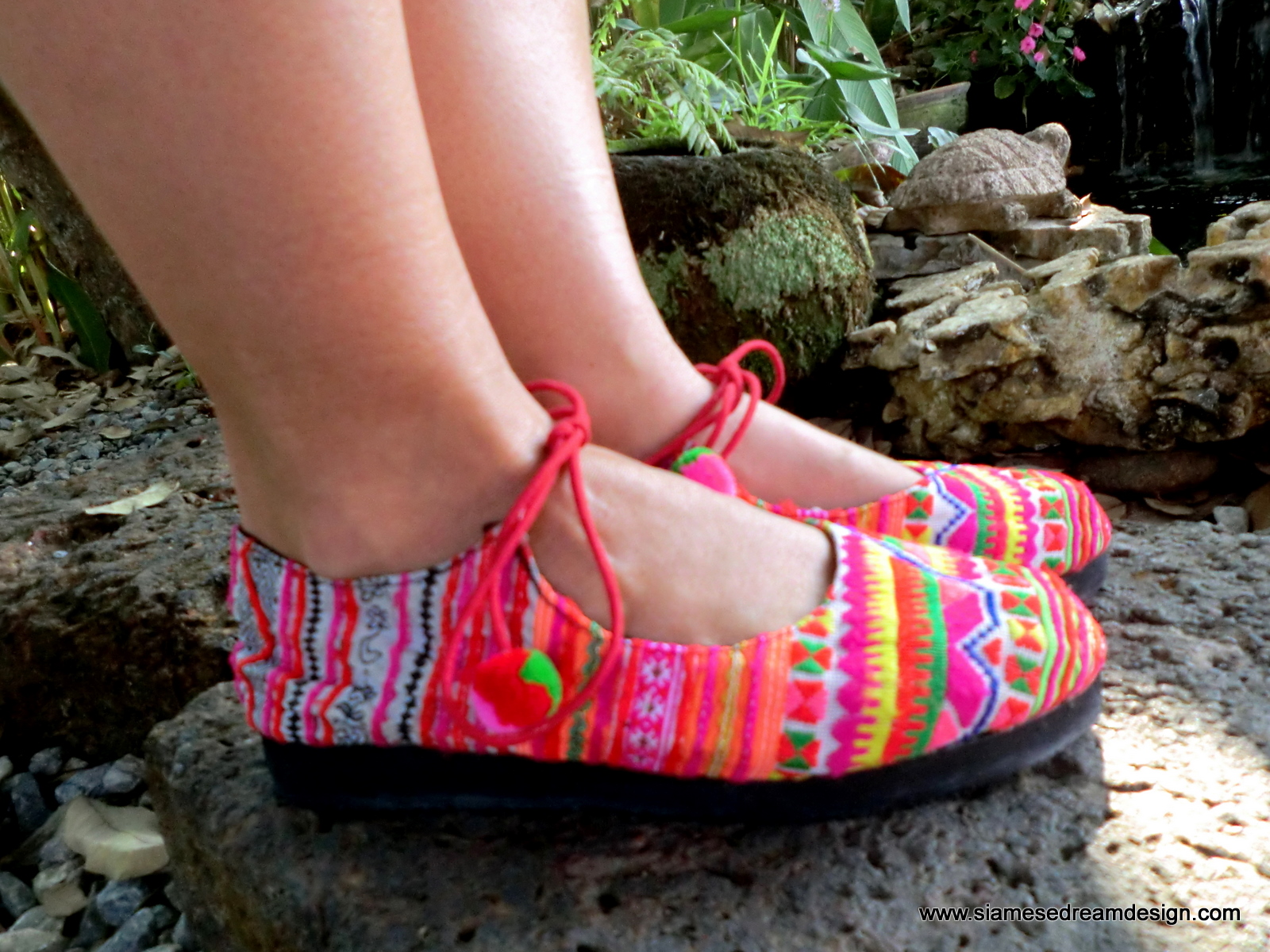 Bright Colorful Ballet Style Flats Shoes In Hmong Embroidery on Luulla